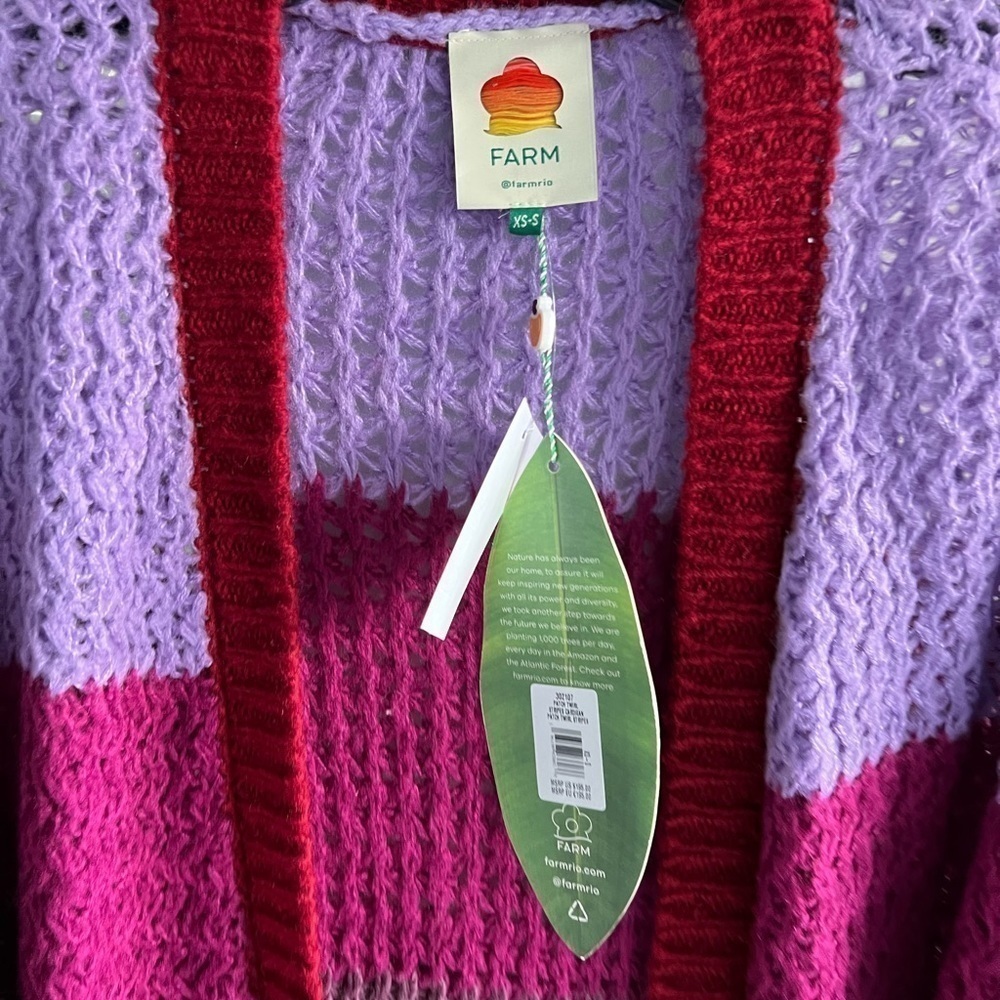 FARM RIO Patch Twirl Oversized Puff-Sleeve Cardigan - Picture 8 of 15